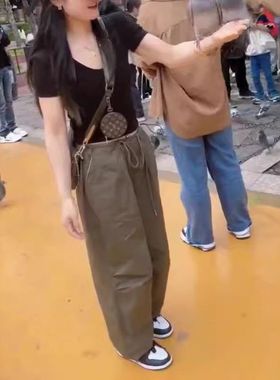 24189大爱美依缘2025夏季新款修身短袖T恤帅气宽松休闲裤显瘦女潮