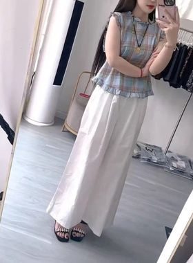 25569大爱美依缘2025夏季新绝美减龄无袖格子上衣宽松垂感长裤女