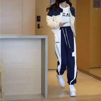 22903大爱美依缘2025冬季新款拼色棉服洋气高腰休闲卫裤女装显瘦