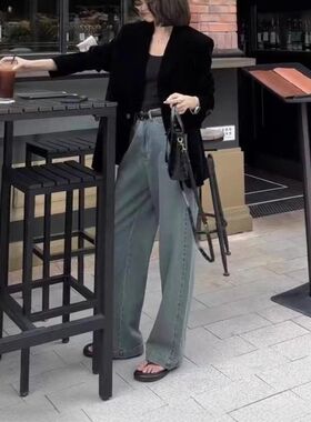 24997大爱美依缘2025秋季新款时尚宽松西服外套休闲牛仔裤显瘦女