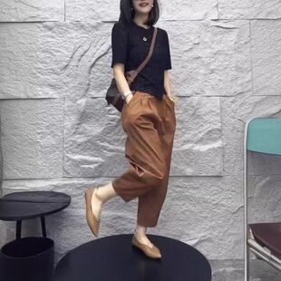 24171大爱美依缘2025夏季新款时尚圆领短袖T恤休闲哈伦裤显瘦女潮