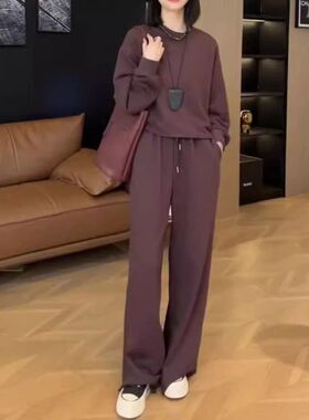 24716大爱美依缘2025秋季新款时尚长袖宽松卫衣长裤套装简约洋气