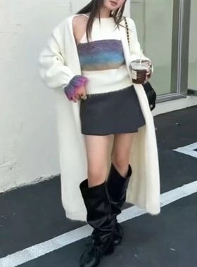 PH51830大爱美依缘2025甜辣妹针织吊带背心宽松长款外套两件套女