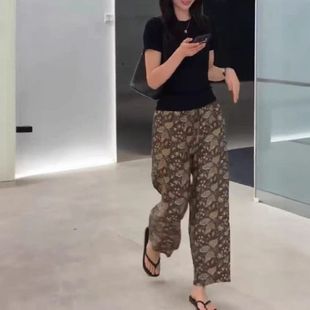 新款 短袖 25220大爱美依缘2025夏季 纯色修身 显瘦 T恤时尚 印花九分裤