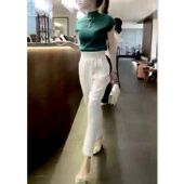 潮 88332大爱美依缘2024春季 高腰垂坠感西裤 新款 减龄女裤 纯色时尚