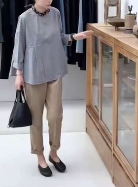 25216大爱美依缘2025春季新款宽松格子套头上衣显瘦直筒裤时尚女