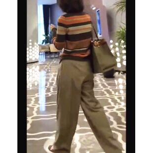 修身 时尚 条纹长袖 打底衫 休闲 9853大爱美依缘2024秋季 卡其长裤 新款