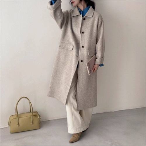 ZY9818大爱美依缘2025秋季新款宽松显瘦高级感毛呢外套加厚赫本风