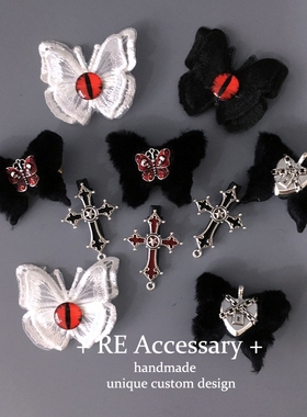 RE家暗黑之眼ins亚文化十字架暗黑蝴蝶发夹Y2K暗黑系哥特风配饰
