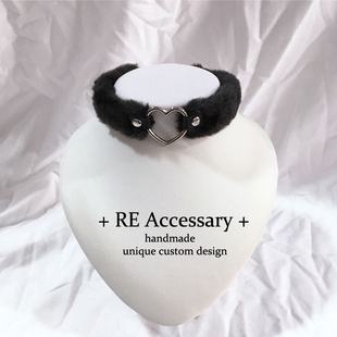 亚文化原创手作甜蜜爱心毛绒项圈秋冬颈饰颈带项链choker可爱