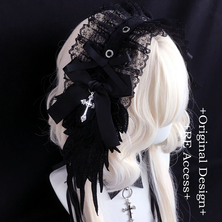 thumbnail for Lolita wings headband gothic dark angel headgear hair accessory subculture babes punk cosplay