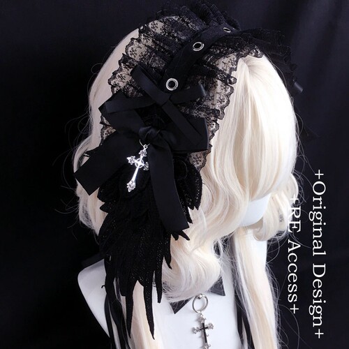 Lolita翅膀发带哥特风暗黑天使头饰发饰亚文化辣妹朋克cosplay