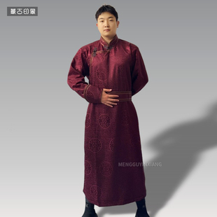 国风中式 蒙古族服装 长袖 蒙古袍四季 少数民族舞台表演日常服 男长款