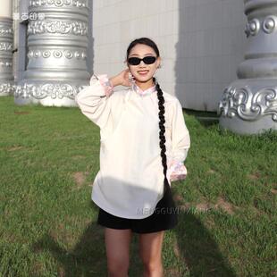 新中式衬衫蒙古元素上衣打底民族风复古国风外套女马蹄袖原创设计