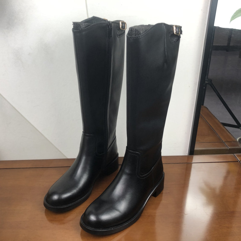 商场撤柜断码处理女鞋2025春款时尚百搭休闲舒适系带长筒骑士靴女图片