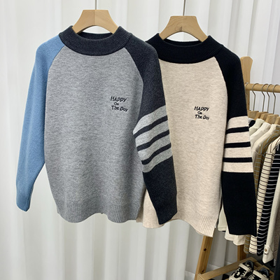 卡芙恰恰童装冬装新品字母刺绣儿童一体绒毛衣男女童6222