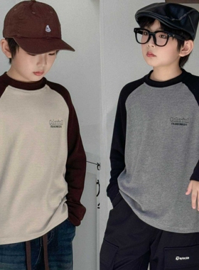 卡芙恰恰童装2025冬款男女童插肩袖德绒打底衫圆领领保暖内搭5655