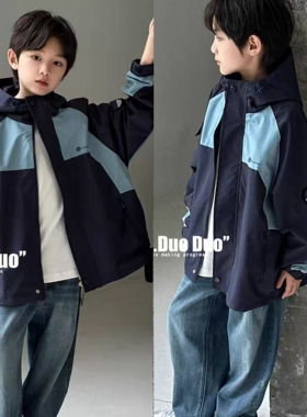 牛哆哆2025秋新款男童女童冲锋衣外套拉链衫中大童儿童童装69152