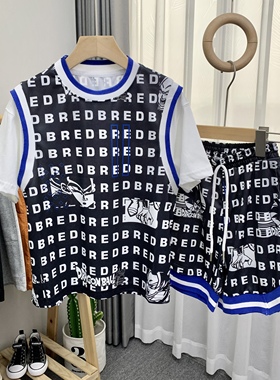 牛哆哆童装夏新款男女童韩版休闲短袖短裤速干运动套装68095