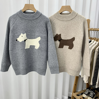 卡芙恰恰冬季新款针织打底衫男女童半高领一体绒毛衣6221