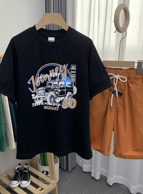 木瓜汁童装夏季新款小汽车图案男女童纯棉短袖T恤百搭潮56530