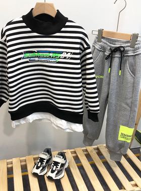 木瓜汁童装冬装新款男女童中大童韩版一体绒假两件卫衣56192