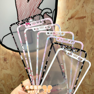 XSmax全屏手机彩膜KT猫女 max黑白高清钢化膜iPhoneX 17pro 卡通美乐蒂玉桂狗适用苹果11