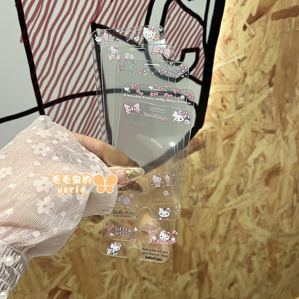 kitty适用苹果4/4S/5/5S卡通凯蒂猫透明高清钢化玻璃贴膜新款iPhone6s/7/8plus半屏手机彩膜SE2/3