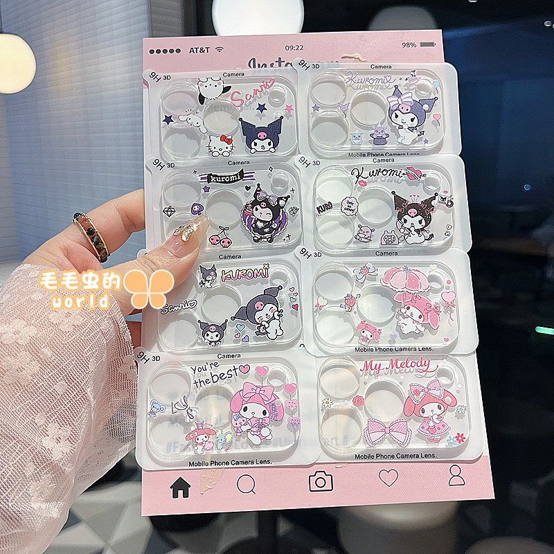 库洛米适用苹果17promax透明钢化玻璃镜头贴美乐蒂iPhone13/14/15/16promax全包一体后镜头保护膜可爱卡通女,3C数码配件,手机贴膜,淘宝优惠券,粉丝福利购,淘宝优惠卷