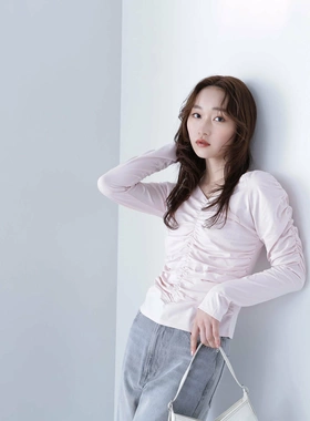 出口日本原单正品NBB2025秋季新款女士打褶修休闲百搭修身打底