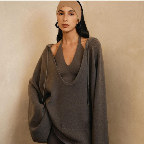 ROW Cleanfit 简约女装 全羊毛懒人连帽针织外套帽衫显瘦百搭