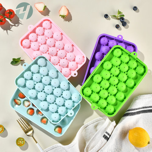 跨境25格硅胶冰球模冰格托盘小圆球冰格模具制冰盒Ice Cube Trays
