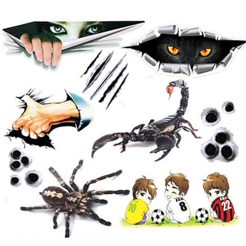汽车贴纸3d立体个性车贴创意女孩猫眼蜘蛛动物印刷广告logo