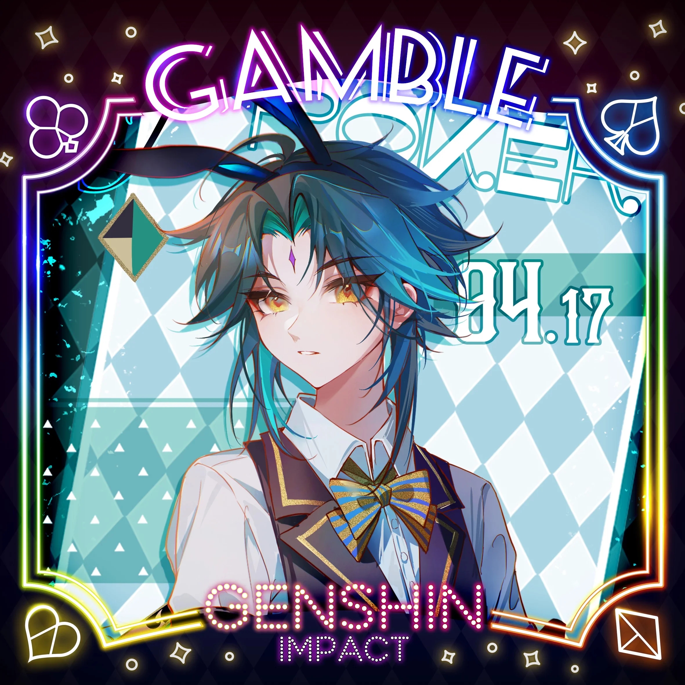 【原神/同人寄售】Diamond-魈 徽章 色纸 镭射票 吧唧 流沙麻将