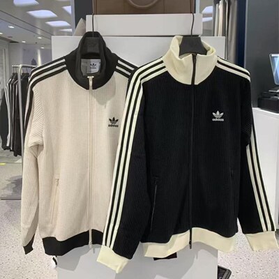 Adidas阿迪达斯三叶草春季华夫格运动外套夹克男女 JW0109 JW0110
