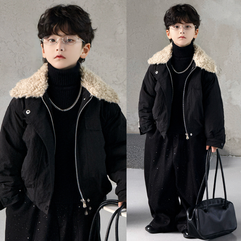 羊羔毛领夹克男童秋冬