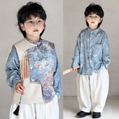 儿童唐装 2025新款 新中式 春夏季 汉服宝宝周岁礼服 男童国风马甲套装