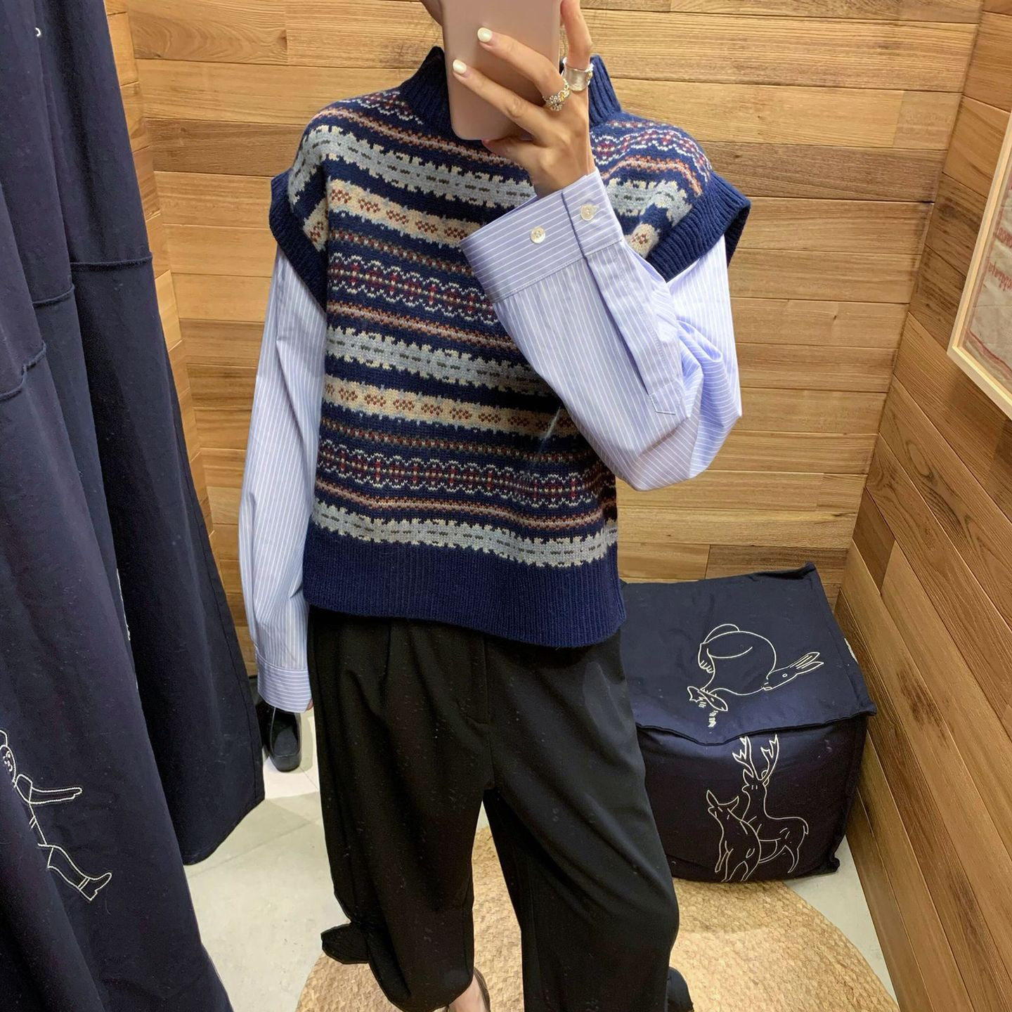 现货SEA女装假两件长袖上衣26新款复古针织毛衣叠层衬衫圆领马甲,女装/女士精品,衬衫,淘宝优惠券,粉丝福利购,淘宝优惠卷