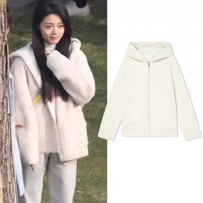 赵今麦同款聂曦光同款骄阳似我白色百搭连帽皮毛一体羊羔毛外套