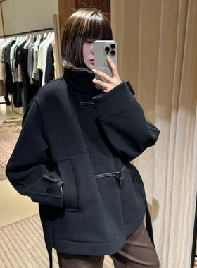 LEM*金敏喜同款~25秋冬新款立领牛角扣设计高级感羊毛呢子大衣女