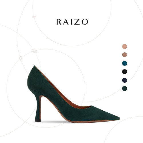 绒面尖头四季舒适风真皮底高跟鞋