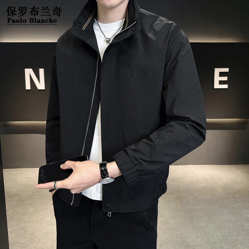 保罗2025大码男装时尚宽松春秋新款男士休闲夹克衫外套立领棒球服