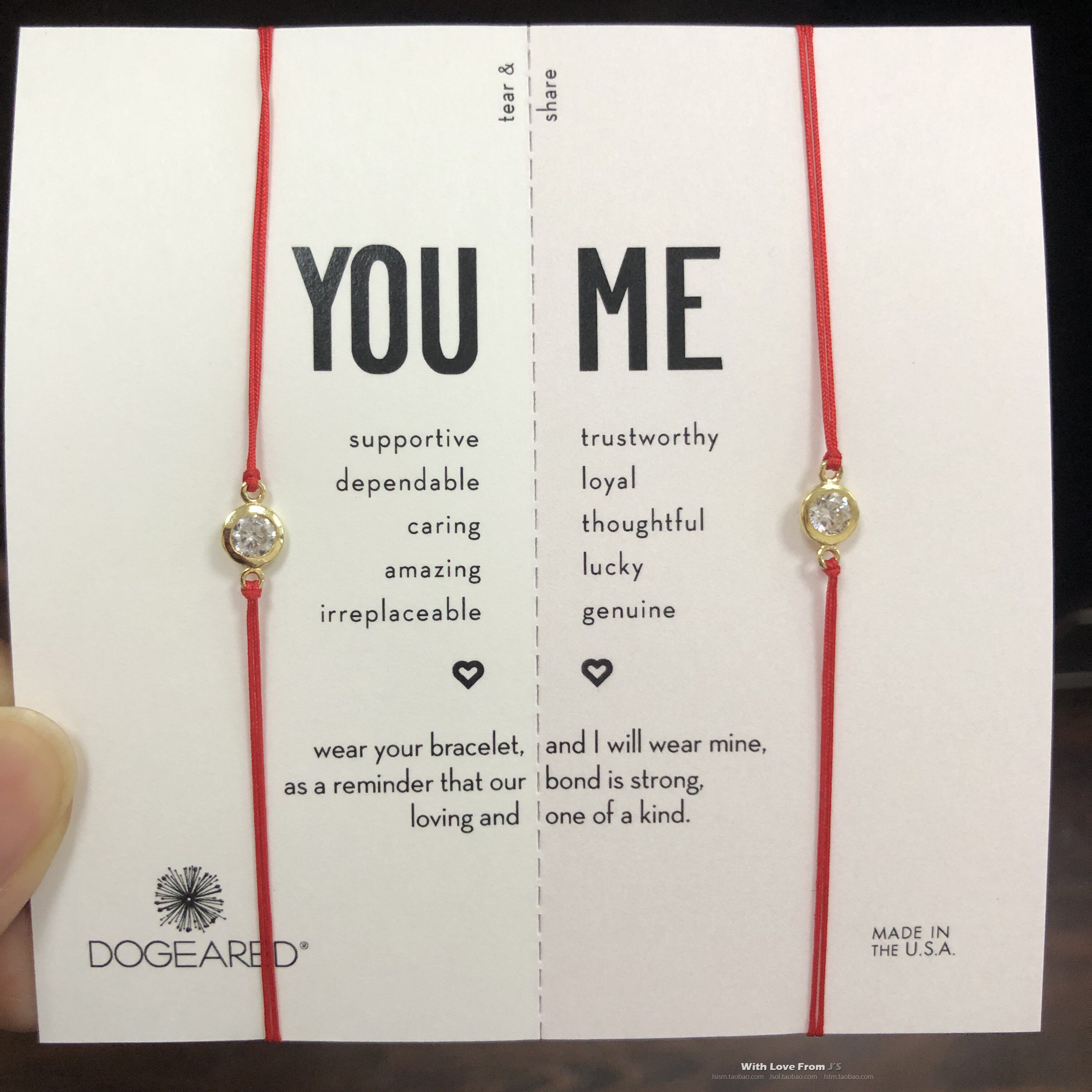 你和我 闪耀锆石手绳 情侣手链 姐妹款 闺蜜款 美国Dogeared正品