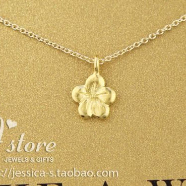 木槿花 五瓣花 许愿项链 925银镀金锁骨链项链 美国Dogeared正品