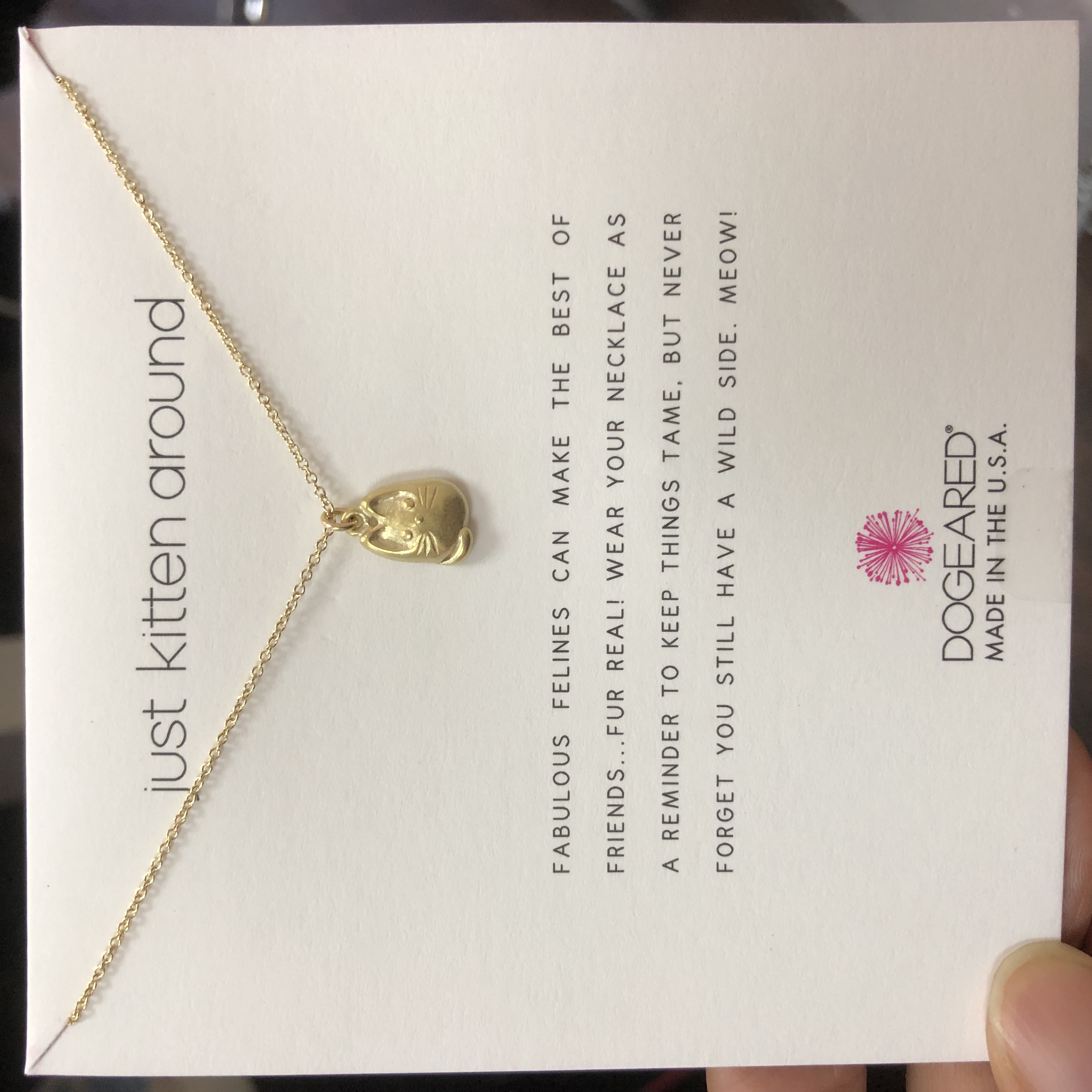 可爱小猫咪 锁骨链 许愿项链 银镀金 金色饰品 美国 Dogeared正品