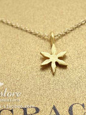 星星花 许愿项链 925银镀金锁骨链 金色项链 美国Dogeared正品
