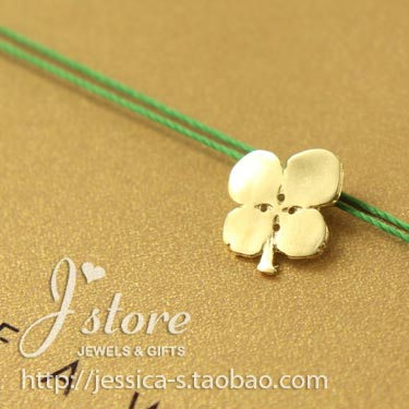 丝线款 银镀金【四叶草】吊坠 许愿项链  美国Dogeared正品