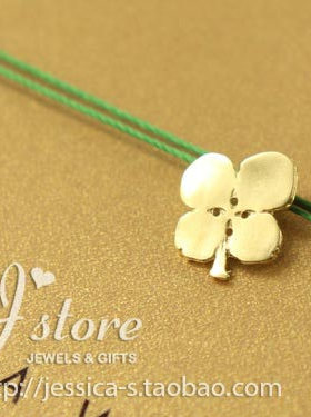 丝线款 银镀金【四叶草】吊坠 许愿项链  美国Dogeared正品