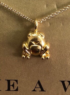 青蛙 许愿项链 925银镀金 金色锁骨链 美国Dogeared正品