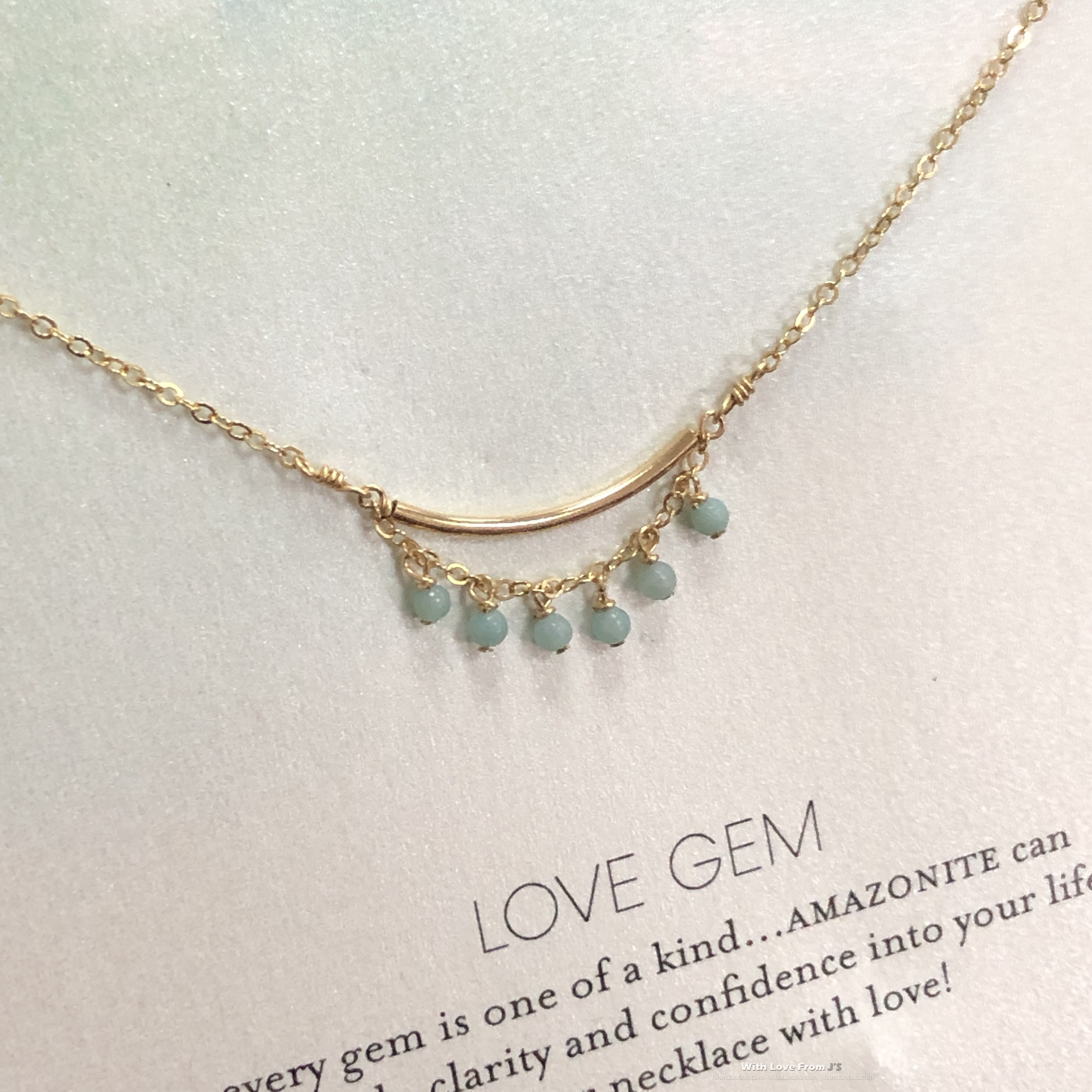 银镀金链弯管迷你 天然石 天河石珠 珍珠项链 美国 Dogeared 正品